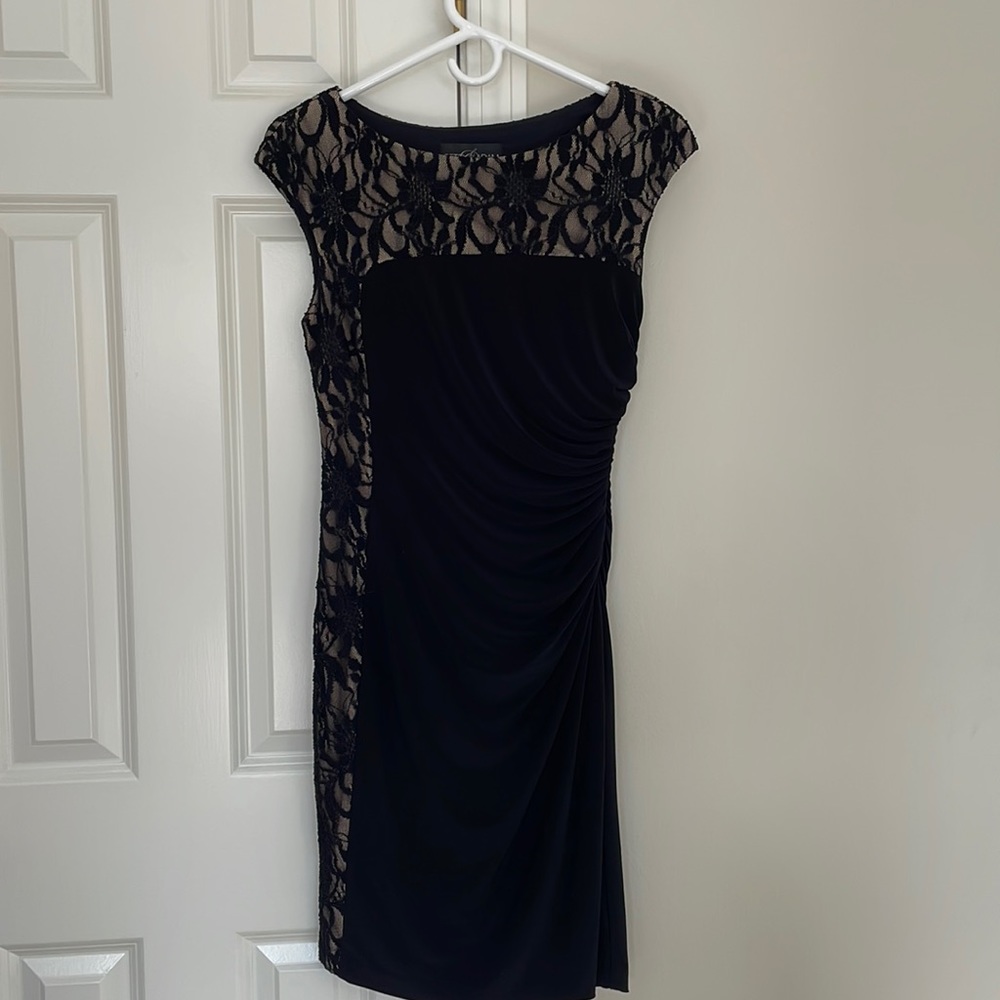 Betsy & Adam Black and Lace Cocktail Dress